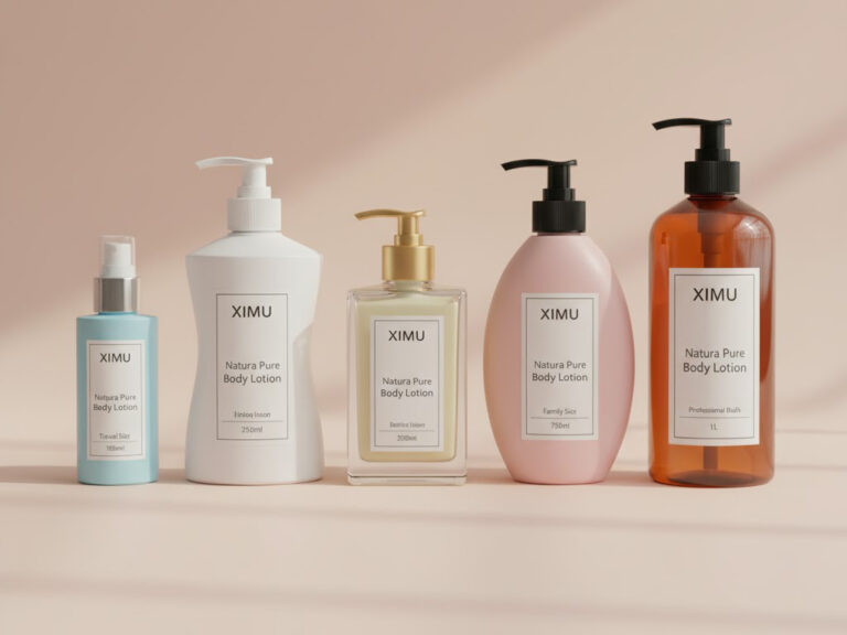 different shapes & sizes lotion bottles