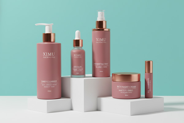 custom color and finish skincare packaging set